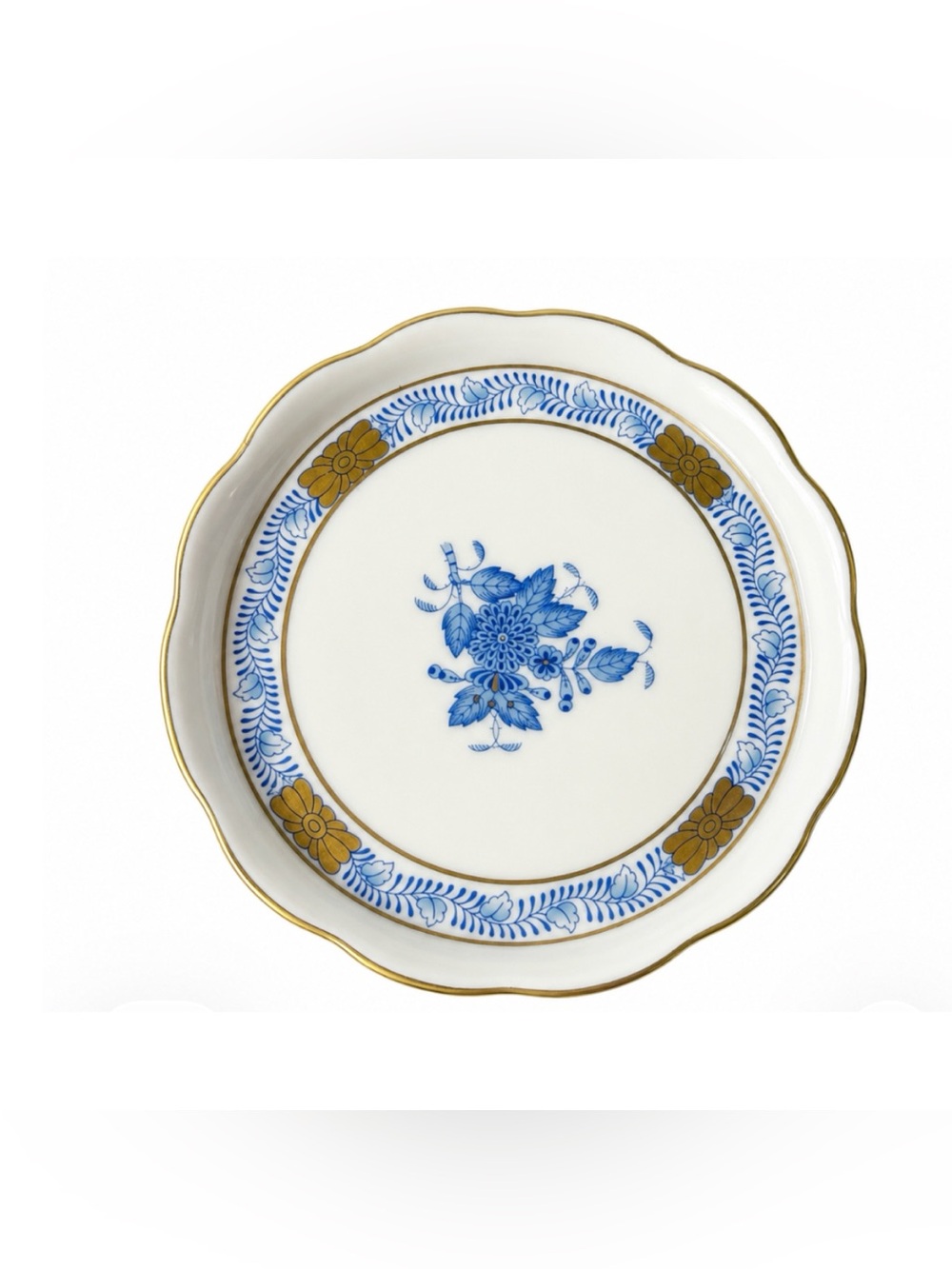 Vintage Herend Chinese Bouquet Blue Coaster 4"D